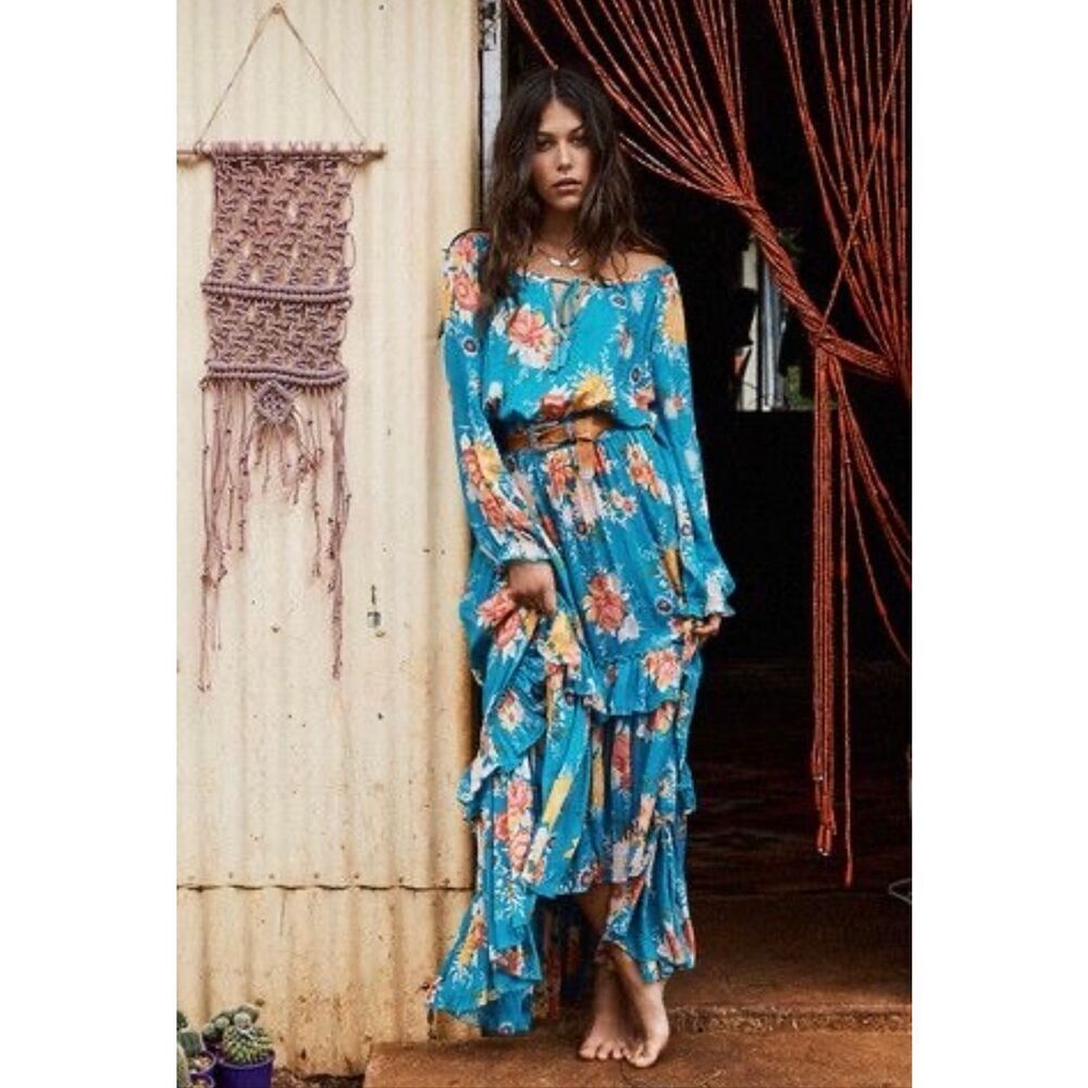 Spell Jagger 2016 Festival Collection Rare High-Low Boho Maxi DressTeal Size XS